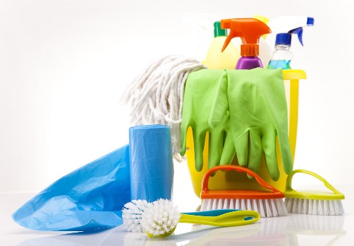 Local communal area cleaning team maintaining a Stockwell apartment building