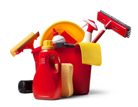 Cleaning equipment and supplies prepared for house cleaning in Stockwell